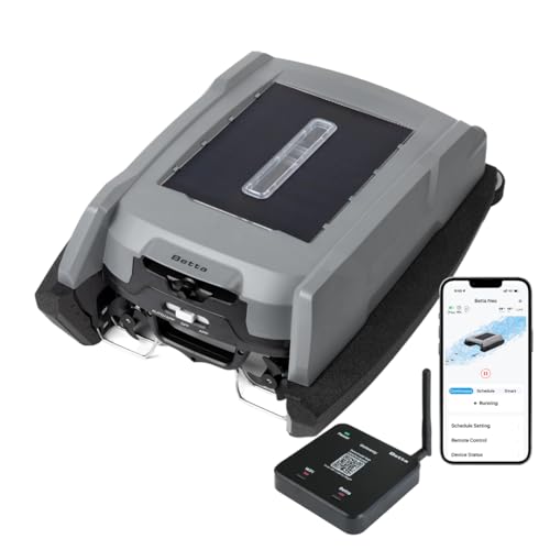 Image of Betta Neo Solar-Powered Robotic Pool Skimmer with App Control & Ultra Long-Range Gateway System, Weather-Adaptive & Scheduled Cleaning, Dual Charging Options, for In-Ground & Above-Ground Pools (Grey)