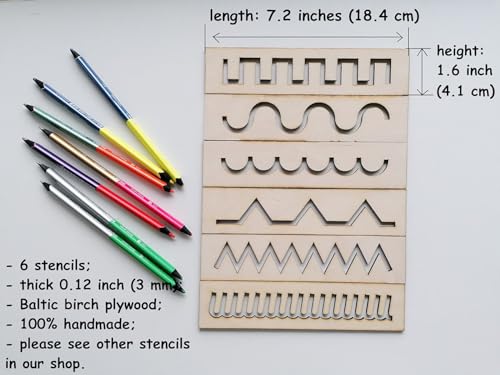 Image of American Elm Montessori Wood Stencil Set Pre-Writing Boards for Kids Educational Stencil Set for Pre-Writing & Tracing Montessori Activity