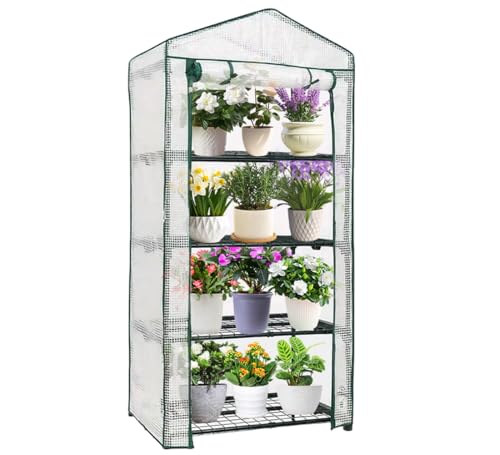 4-Tier Mini Greenhouse, Green House for Flower Indoor Outdoor, Portable