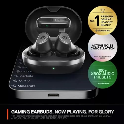 Image of SteelSeries Arctis GameBuds for Xbox - Wireless In-Ear Gaming Headphones - 2.4GHz + BT 5.3 - ANC /Transparency Mode - Water Resistant IP55 - 40H Battery - Wireless Charging - Xbox, PS5, PC, Switch 2
