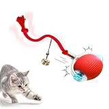 Interactive Cat Toy for Indoor Cats，Pounce Cat Toy， Fast Rolling on Carpet, Speedy Tail 2.0 Cat Toy, 360° Smart Automatic Rolling Cat Ball Toys for Bored Indoor Cats- Red