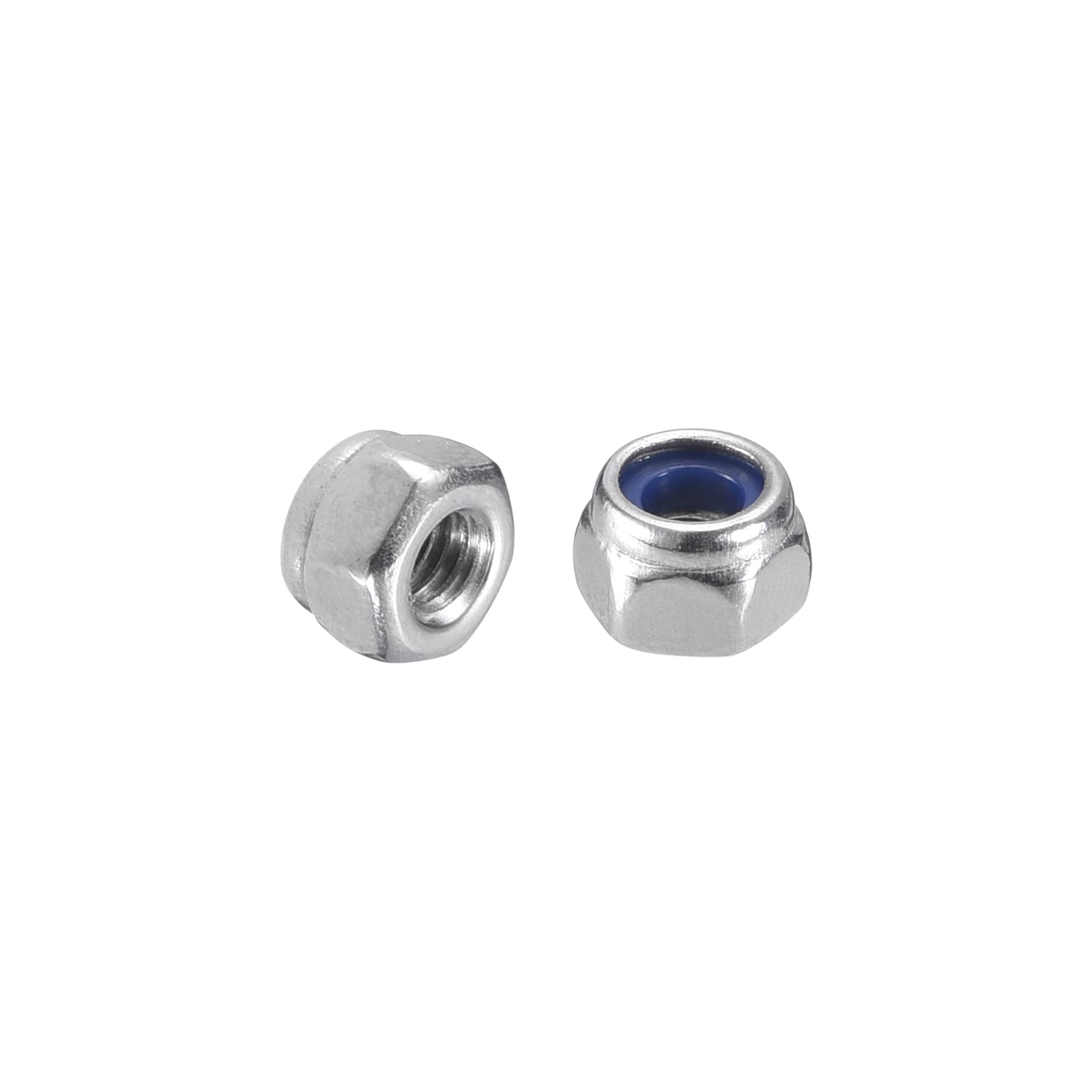 Uxcell 50-Pack M3 X 0.5 Nylon Insert Lock Nuts – 316 Stainless Steel, Self-Locking, Silver & Blue, For Industrial & Home Fastening