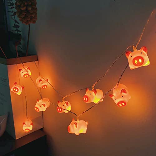 Guirlande 20 LED cochon rose de 3m pour chambre et décoration de fête