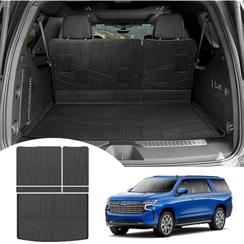 JTYZSM Trunk Mat & Backrest Mat for 2021-2024 Chevrolet Suburban/GMC Yukon XL Behind 3rd Row All Weather Rear Seat Back Cargo Liner for 2021 2022 2023 2024 Chevy Suburban/GMC Yukon XL Accessories Cover