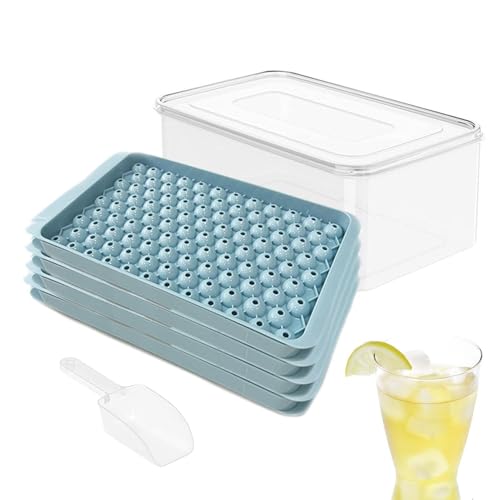 Gkumgwo Moldes de hielo redondos para whisky, herramientas de jugo de café de 4 niveles, herramientas de jugo de café, bandejas de hielo con recipiente, para cerveza, cóctel congelador, bebidas frías,