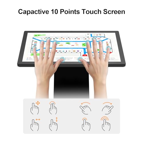 Image of 27 Inch Touch Screen Kiosk, 10pt PCAP Capactive Touch Screen Digital Signage, Windows OS K-Style Indoor Digital Signage, Interactive LCD Display Signage, U-Disk Publish Content, Split Screen