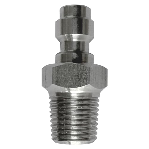 Image of 8mm Quick-Disconnect Plug Adapter, Stainless Steel 1 /8 inch NPT Male Thread PCP Paintball Charging Fittings with Sealing O-Ring