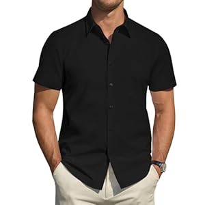 Herren Kurzarm Hemden Fleckenschutz Freizeit Hemd Sommer Stretch Hemden Formales Tochzeit Business Hemd