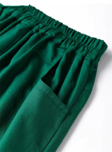 Women Casual Baggy Pants Wide Leg Solid Color Business Comfy Trousers with Pockets3