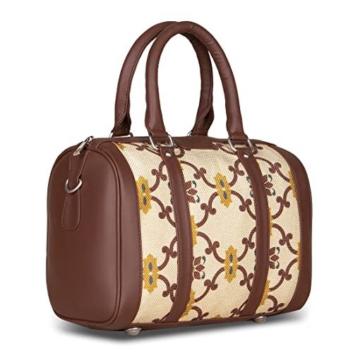 Image of ZOUK Women's Handcrafted Off White Printed Handbag for Office and College