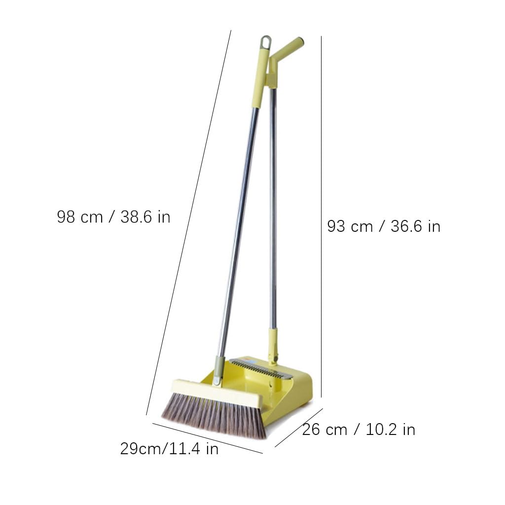 Moderno Juego de Escoba y recogedor Plegables, Escoba giratoria de Mango Largo de Acero Inoxidable con recogedor para el hogar Conveniente