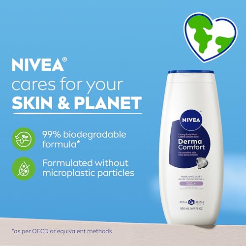 NIVEA Hydrating Body Wash for Sensitive Skin with Hyaluronic Acid and Vitamin E, Mild Fragrance, Dermatologically Tested - image 9