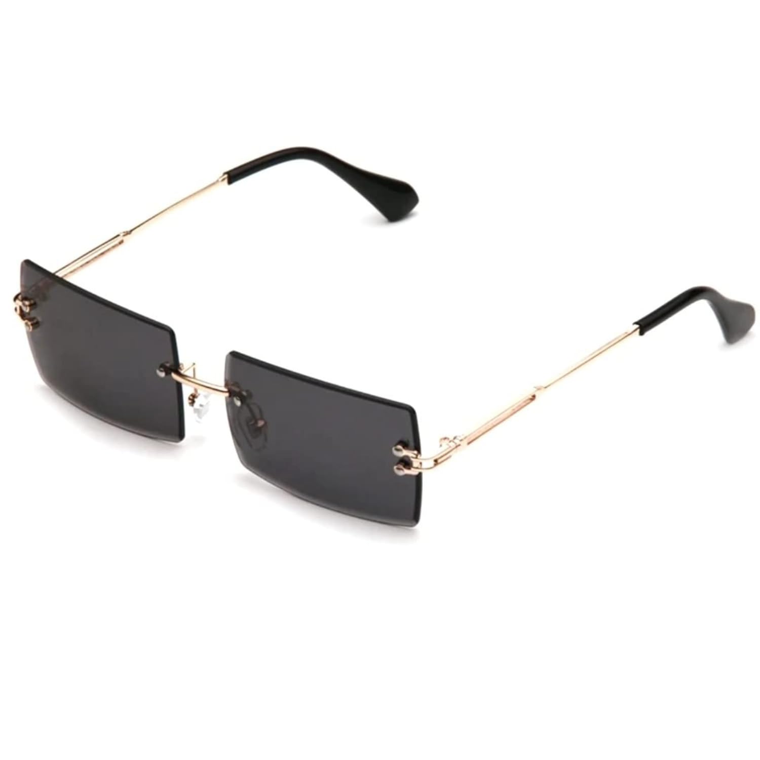 huvora Retro Rimless Rectangular Sunglasses for Men Women Stylish Black Anti Glare UV Protected Goggles for Man Woman Lightweight Branded Sun Glasses Metal Frame & Hinges-picture-41