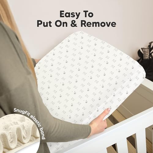 Image of 2pk Organic Cotton Crib Sheets for Boy Girl 52x28 (Bumble Bear) | Fitted Crib Mattress Sheet Neutral, Breathable Cover for Baby Bed Set, Toddler Mattress, Soft & Cute Prints