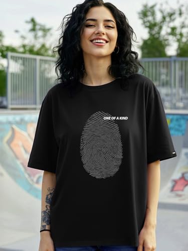 Image of Bewakoof Women's Cotton Oversized Fit Half Sleeve Round Neck T-Shirt | Casual wear | Streetwear | Oversized Tshirt for Woman Cotton| Baggy