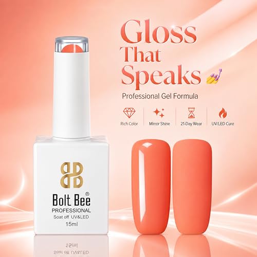 Image of Bolt Bee Lime Orange Color Gel Nail Polish Soak Off UV Gel 15ML DIY at Home Manicure Salon Nail Art