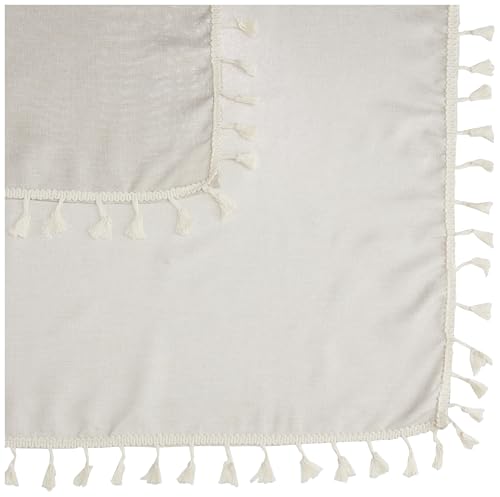 Image of Cortina Tablecloth for Dining Table Waterproof Table Cover, Cotton Linen Fabric Rectangle Tablecloth (Grey, 4 Seater) | Cotton linen fabric with waterproof cover, rectangle shape sized for a 4 seater dining table in grey