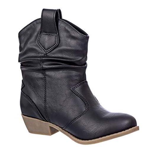 Charles Albert Girl's Modern Western Cowboy Distressed Boot with Pull-Up Tabs in Black Size: 13 Little Kids
