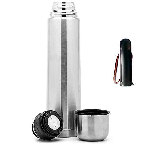 BVC Termo de Acero Inoxidable con dosificador, Tapa y Funda de Transporte - 750 ml