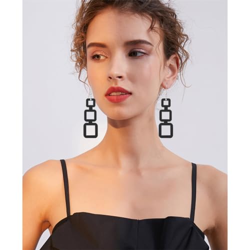 ANXIN STORE Boho Natural Wood Geometric Cutout Round Earrings Vintage Wooden Square Ethnic Drop Earrings For Women Jewelry Gifts4