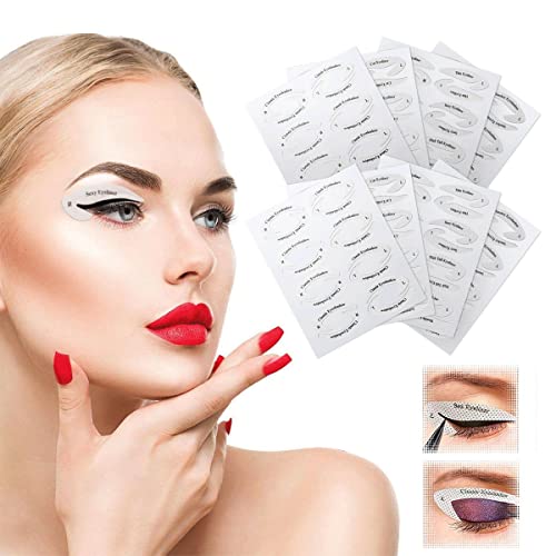 8Pcs Eyeliner Stencils,Cat Eyeliner Eyeshadow Stencils Stickers Kit,Quick Eye Makeup Tool Set for Perfect Smokey Eye Shadow or Winged Cat Eyes Look,All in One Eyeliner Eyeshadow Template Pads Reusable