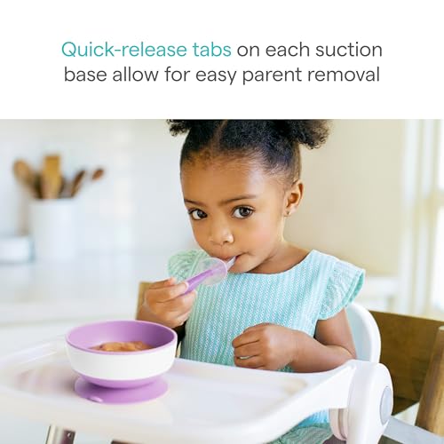 Image of Munchkin Stay Put Suction Baby Bowls with Lids - Dishes for Babies and Toddlers, Self-Feeding Bowl Set for Kids 6+ Months, Pink /Purple, 3 Count 3 sizes: small, medium, large (Pack of 6)