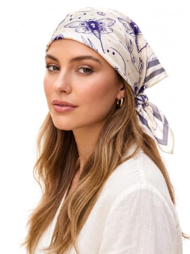 Image of Ravaiyaa - Attitude is everything Women Printed Silk Bandana 21 x 21 Inch Square Headband & Hair Wrap, Soft & Versatile | Fashion Neck Wrap