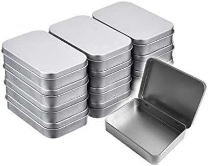 Walkingpround 12 Pack Empty Tin Box Storage Containers Metal Silver Rectangular for Candy Tins Gift Card Holder Box