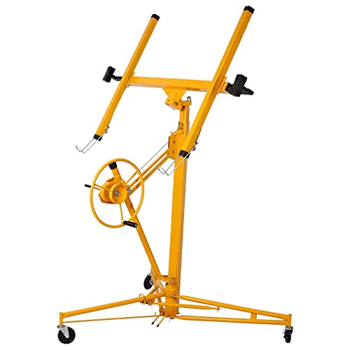 FRITHJILL 11' Lift Drywall Panel Hoist Jack Lifter with Rolling Caster Wheel and Adjustable Telescopic Arm