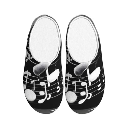 Pantoufles notes de musique EdWal d'intérieur chaudes en peluche noir et blanc taille 39 EU