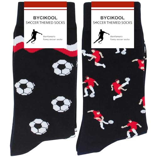 Fun Soccer Socks - Funny Soccer Player Novelty Cool Socks Awesome Funny Footballer Gifts for Men/Boss/Dad 2 Pairs Size 9-13 (US Alpha One Size Regular Regular 2 pairs)