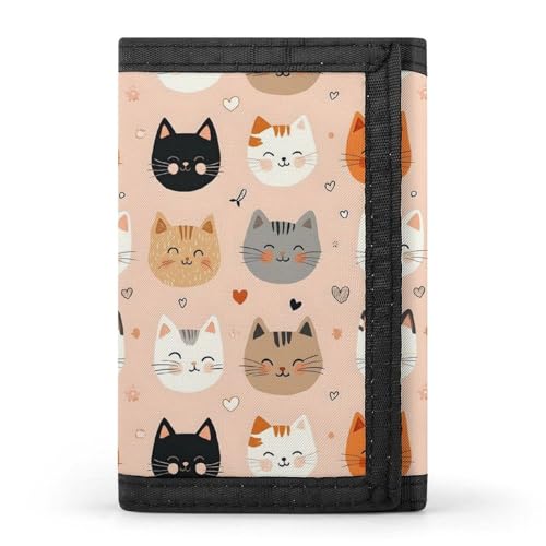 Cat Cute Colorful Print Wallet for Men, 8 Credit Card Holder Slim Minimalist Front Pocket Small Mens Bifold Wallets
