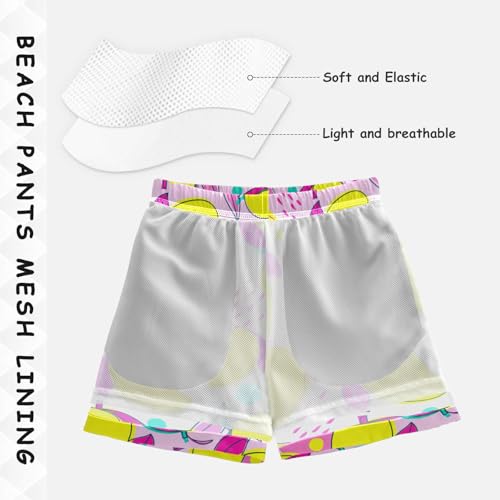 Mango Leaf Pink Boys Swim Trunks for 2-12 Years Swim Beach Shorts Kids Swimwear Board Shorts Hawaii Essentials4
