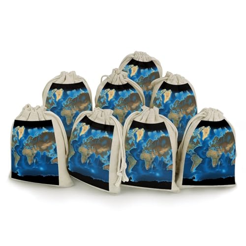 LQWOK Bolso para cachos, bolsa de flores impressa no mapa do mundo, bolso espesso para cachos, bolso portátil, pequenos bolsos para cachos pacote com 8