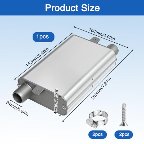 Golgner 24mm Abgasschlauch Schalldämpfer, Parkheizung Schalldämpfer Set, Schalldämpfer Standheizung, AbgasschalldäMpfer mit Clips und Schrauben, für Dieselheizung, Auto Auspuffanlage