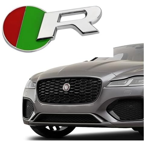 ARKOSKNIGHT R-Dynamic Sports 3D Badge,Car Body Trunk Fender Front Grille R-Sport R S Emblem Logo Sticker,Special Vechicle Symbol Compatible with Jagvar Accessories(R-Sports Chrome Grille) Cover