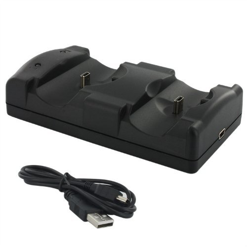 eForBuddy USB Powered Dual Charging Dock Charger for Sony PlayStation 3 PS3 Move Navigation and Controller, Black
