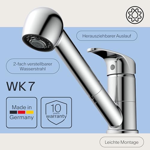 Ausziehbare Küchenarmatur Wasserwerk WK7 mit zwei Strahlarten