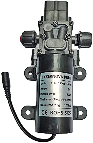 CYBERNOVA DC12V 100PSI 4.0L / m Self-priming High Pressure Diaphragm Pump for Fresh Water with Pressure Switch Caravan/Boat/RV/Garden/Vehicle Cleaning/Camper