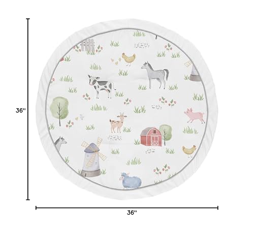 Image of Sweet Jojo Designs Farm Animals Boy Girl Baby Playmat Tummy Time Infant Play Mat - Watercolor Farmhouse Horse Cow Sheep Pig