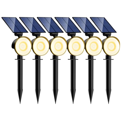 nipify 6 Piezas Luces Solares LED Exterior Jardin, [53 LED/3 Modos] Focos Led Exterior Solares Potente, Impermeable Luz Solar Jardin para Caminos, Patio, Terraza