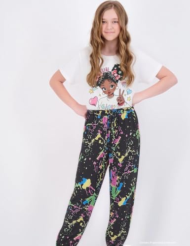 Image of mksodop Girls Outfit Set Graphic T Shirt and Camo Jogger Pants Cute Casual Clothes for Girls 5-16 Years