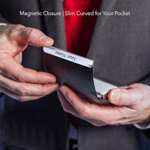 Image of Mini2buy Customized Name Engraved Card Holder for Credit, Debit, ATM, and Business Visiting Cards from Premium Stainless Steel Size Ideal for Personal use or Corporate Gifting (Black-Horizontal)