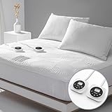 King Size Electric Zoned Heated Mattress Pad Cover Dual Control,Heating Blanket with Timer,Adjustable 1-12 Hours Auto Shut Off, 10 Heat Settings