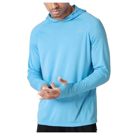 Willit Men's UPF 50+ Sun Protection Hoodie Shirt Long Sleeve SPF Fishing Outdoor UV Shirt Hiking Lightweight Blue XL
