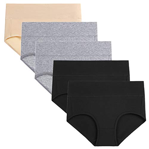 Image of wirarpa Women's Cotton Underwear High Waist Full Coverage Brief Panty Multipack