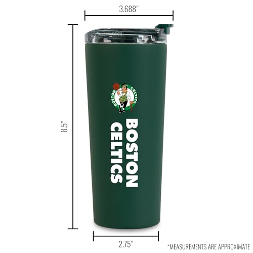 Image of Rico Industries NBA Basketball Boston Celtics Green 24oz Stainless Steel Tumbler with Lid and Dual Functioning Lid