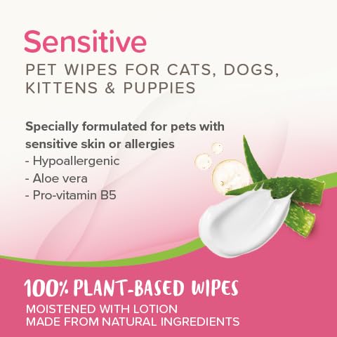Beaphar - Pet Wipes - Sensitive Grooming Wipes for Cats & Dogs - 100% Plant-Based, Biodegradable Wipes – With Aloe vera –30 Wipes – pH neutral – Hypoallergenic - No perfume, ideal for sensitive skin - Image 5