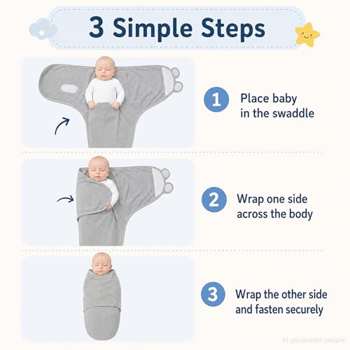 Image of Baby Swaddle Sleep Sack with Hat Set for Boys Girls Grey /Star /Strip | 3-pack Cotton Nursery Swaddling Blankets for Infant 0-3 Months, Newborn Registry Essentials