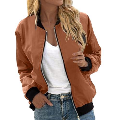 Veste légère manches longues zippée au design de blouson baseball féminin